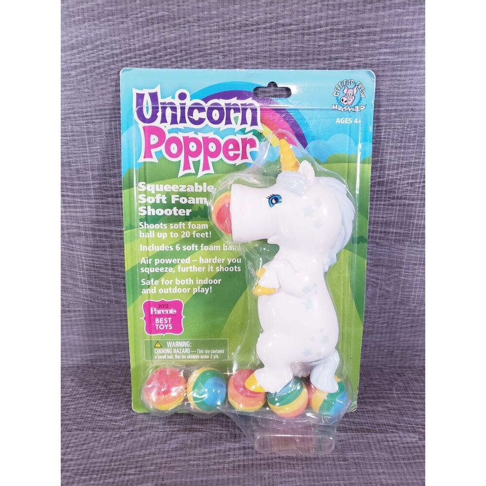 Hog Wild White Unicorn Popper Toy Shoot Foam Balls Up to 20 Feet 6 Rainbow